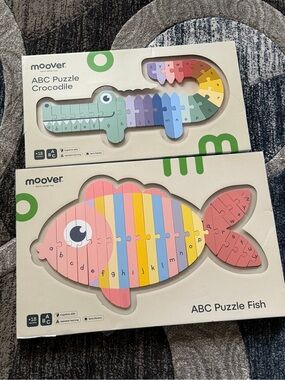 Moover ABC Multicolor Educational Wooden Fish and Crocodile Puzzle